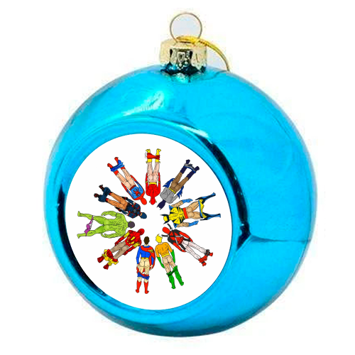 Superhero Butts Circular Round - colourful christmas bauble by Notsniw Art