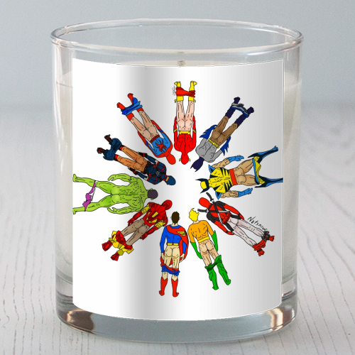 Superhero Butts Circular Round - scented candle by Notsniw Art