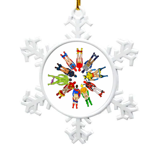 Superhero Butts Circular Round - snowflake decoration by Notsniw Art