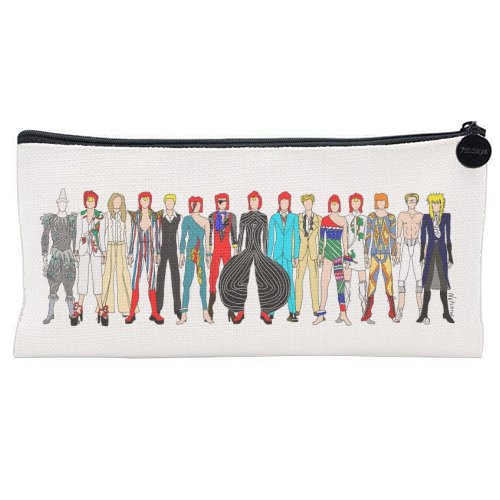 David Bowie Fashion - flat pencil case by Notsniw Art