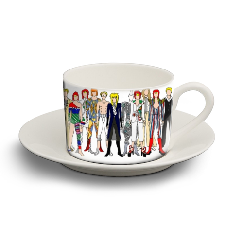David Bowie Fashion - personalised cup and saucer by Notsniw Art