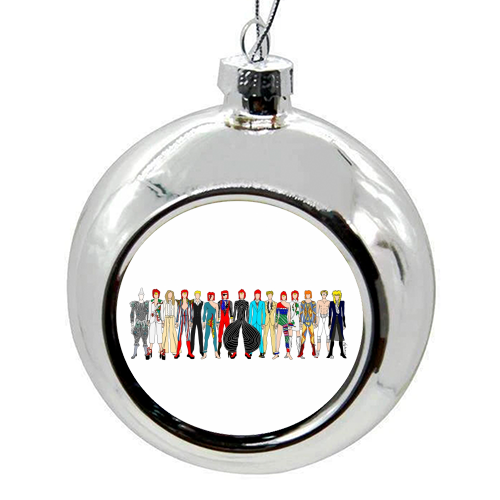 David Bowie Fashion - colourful christmas bauble by Notsniw Art