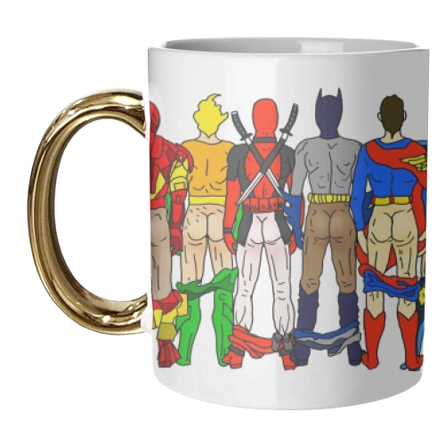 Superhero Butts - unique mug by Notsniw Art