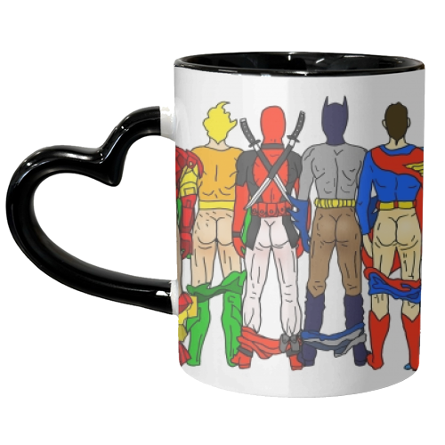 Superhero Butts - unique mug by Notsniw Art