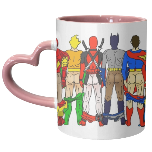 Superhero Butts - unique mug by Notsniw Art