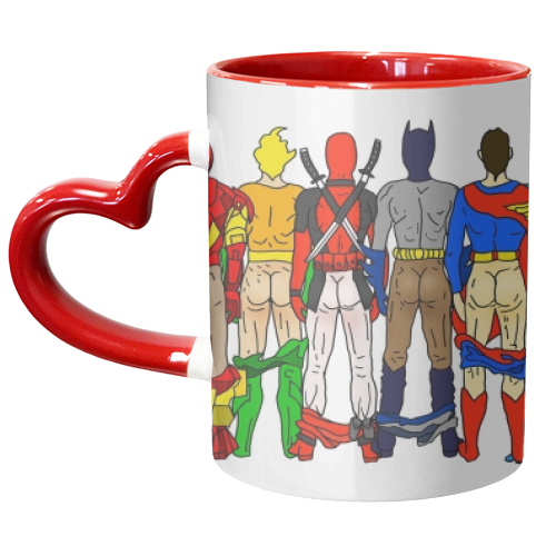 Superhero Butts - unique mug by Notsniw Art