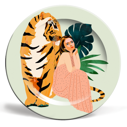Tiger Spirit - ceramic dinner plate by Uma Prabhakar Gokhale