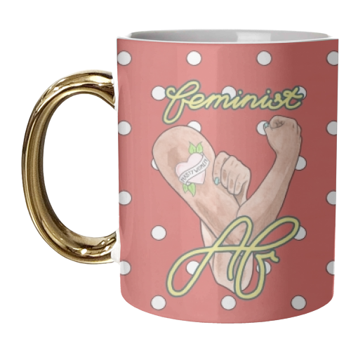 Feminist AF / Rosie the Riveter - unique mug by A Rose Cast - Karen Murray