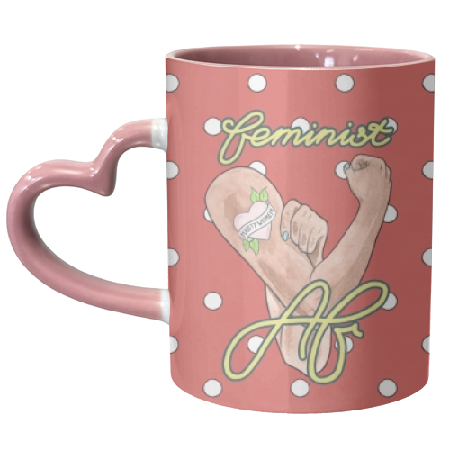 Feminist AF / Rosie the Riveter - unique mug by A Rose Cast - Karen Murray