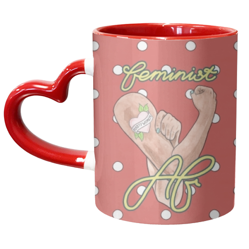 Feminist AF / Rosie the Riveter - unique mug by A Rose Cast - Karen Murray