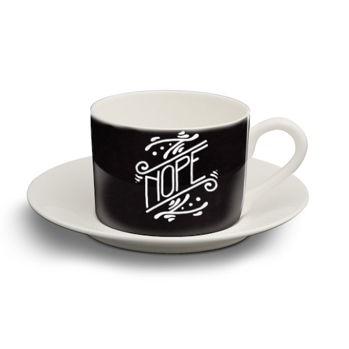 Nope Feminist Art Nouveau Ornate Hand Lettering Quote - personalised cup and saucer by A Rose Cast - Karen Murray