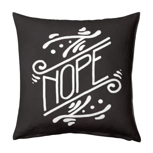 Nope Feminist Art Nouveau Ornate Hand Lettering Quote - designed cushion by A Rose Cast - Karen Murray
