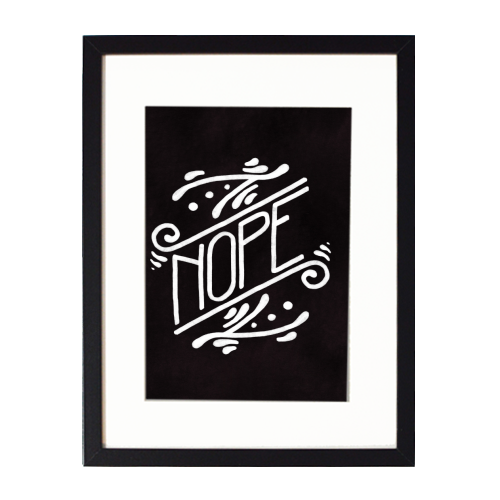Nope Feminist Art Nouveau Ornate Hand Lettering Quote - framed poster print by A Rose Cast - Karen Murray