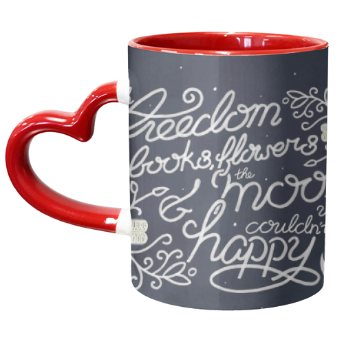 Oscar Wilde Moon Books Quote Calligraphy Stars - unique mug by A Rose Cast - Karen Murray