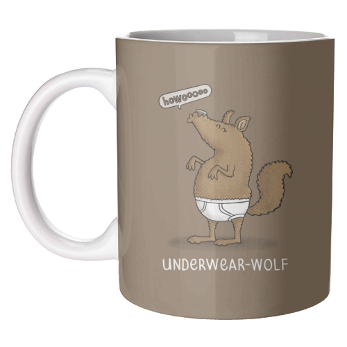 Underwear-wolf - unique mug by Carl Batterbee