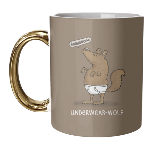 Underwear-wolf - unique mug by Carl Batterbee