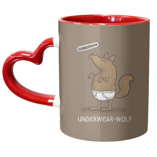 Underwear-wolf - unique mug by Carl Batterbee