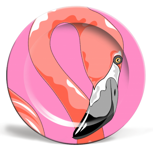 Pink Flamingo - ceramic dinner plate by Adam Regester