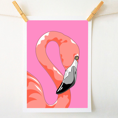 Pink Flamingo - A1 - A4 art print by Adam Regester