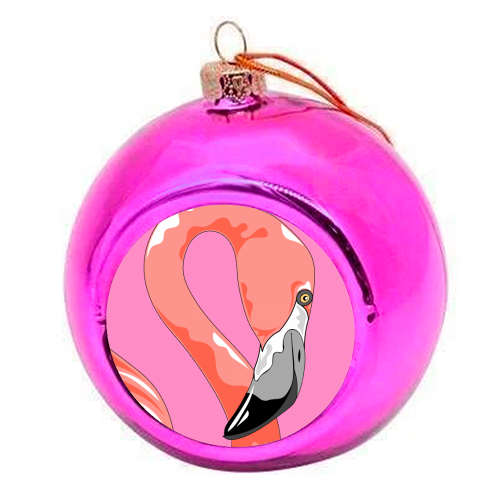 Pink Flamingo - colourful christmas bauble by Adam Regester