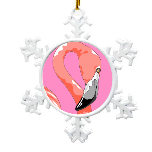Pink Flamingo - snowflake decoration by Adam Regester