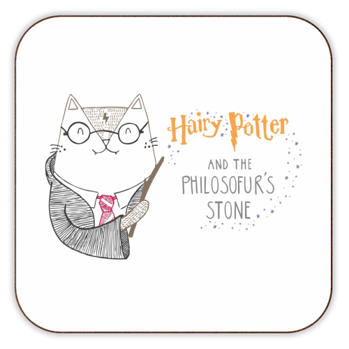 Hairy Potter And The Philosofur's Stone - personalised beer coaster by Katie Ruby Miller
