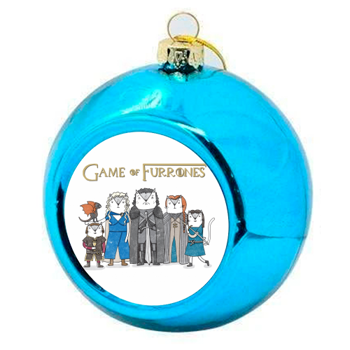 Game of Furrones - colourful christmas bauble by Katie Ruby Miller