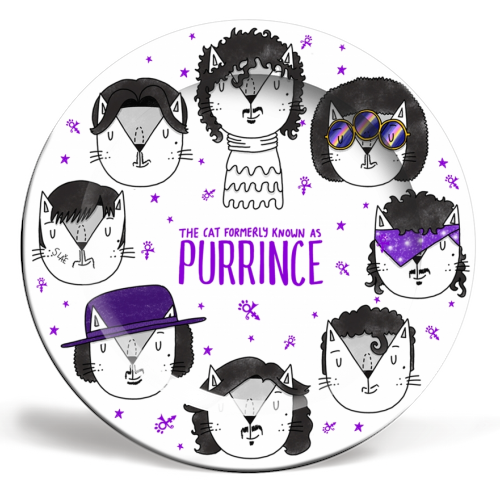 The Cat Formerly Known As Purrince - ceramic dinner plate by Katie Ruby Miller
