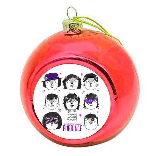 The Cat Formerly Known As Purrince - colourful christmas bauble by Katie Ruby Miller