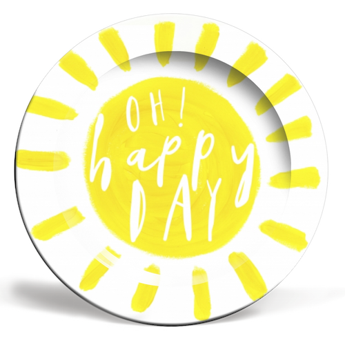 Oh happy day! - ceramic dinner plate by Giddy Kipper
