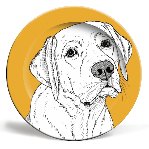 Labrador Dog Portrait - ceramic dinner plate by Adam Regester
