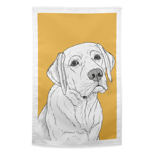 Labrador Dog Portrait - funny tea towel by Adam Regester
