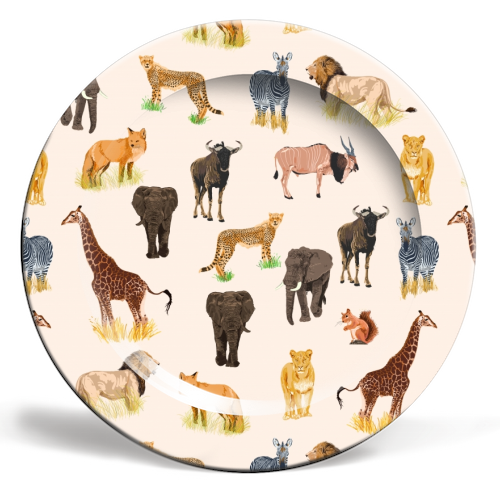 Safari Sightings - ceramic dinner plate by Uma Prabhakar Gokhale