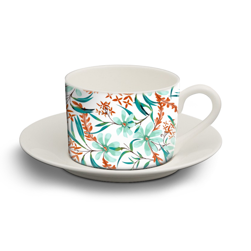 Minty Rust - personalised cup and saucer by Uma Prabhakar Gokhale