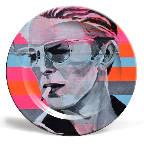 Neon Bowie - ceramic dinner plate by Kirstie Taylor