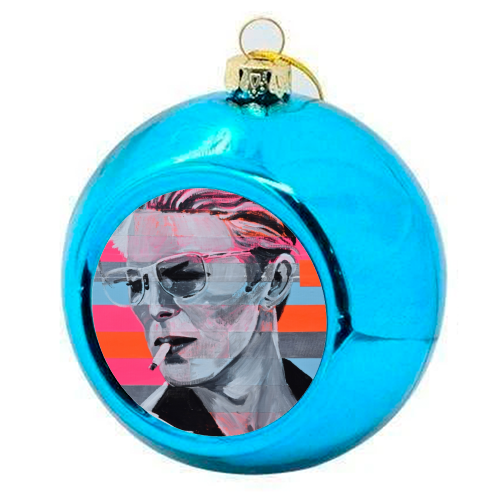 Neon Bowie - colourful christmas bauble by Kirstie Taylor