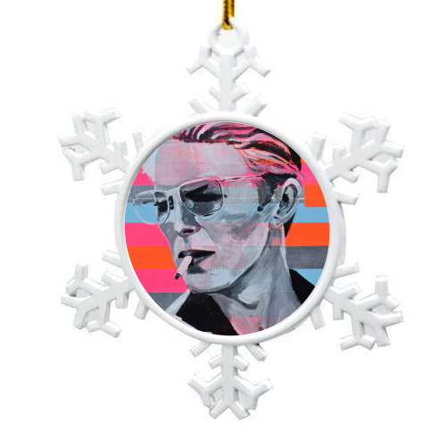 Neon Bowie - snowflake decoration by Kirstie Taylor