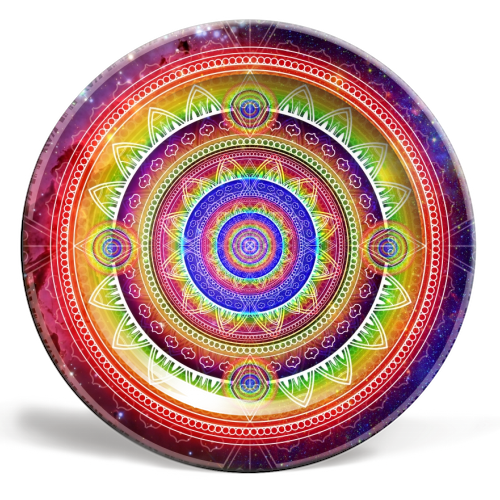 Cosmic Journey Mandala - ceramic dinner plate by InspiredImages