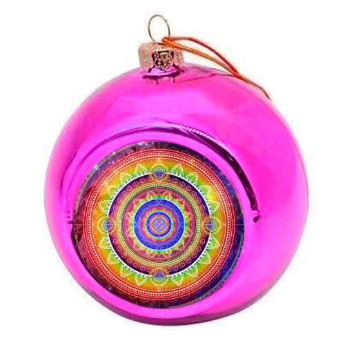 Cosmic Journey Mandala - colourful christmas bauble by InspiredImages