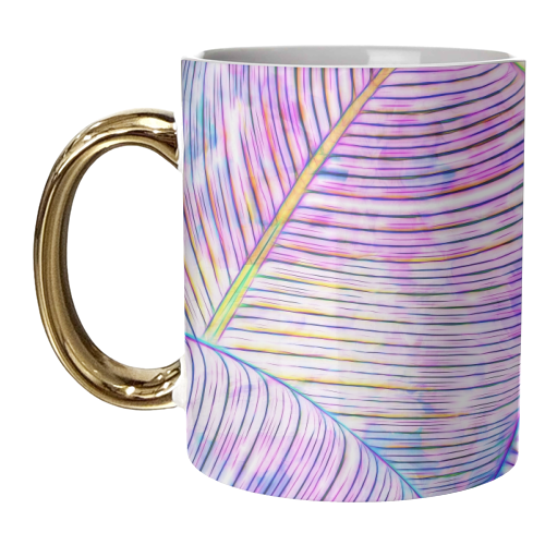 Pink Banana Leaves | Tropical Botanical Jungle | Ultraviolet Purple Nature Plants | Eclectic Forest - unique mug by Uma Prabhakar Gokhale