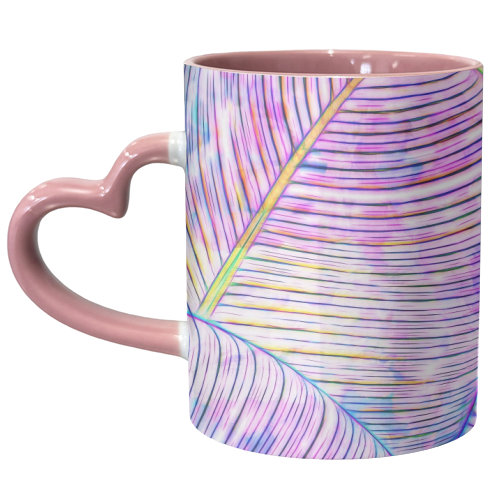 Pink Banana Leaves | Tropical Botanical Jungle | Ultraviolet Purple Nature Plants | Eclectic Forest - unique mug by Uma Prabhakar Gokhale