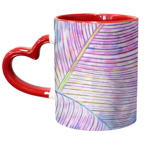 Pink Banana Leaves | Tropical Botanical Jungle | Ultraviolet Purple Nature Plants | Eclectic Forest - unique mug by Uma Prabhakar Gokhale