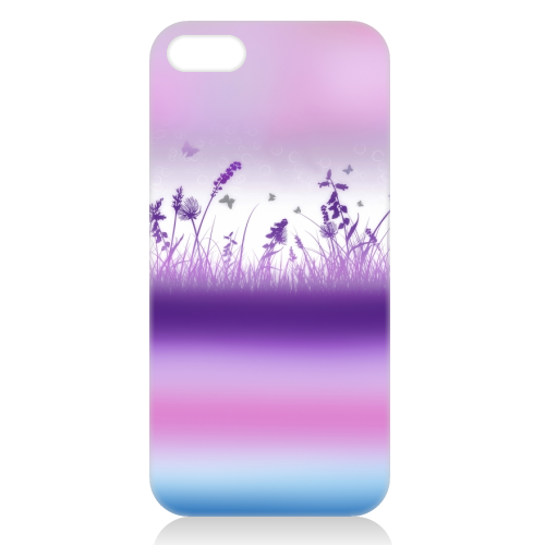 Spring Meadow Haze Pink Purple Blue - unique phone case by InspiredImages