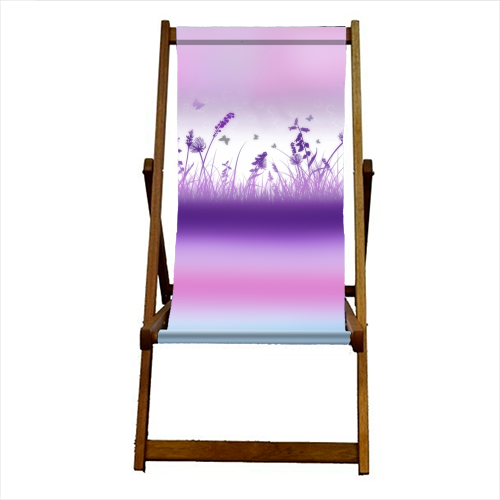 Spring Meadow Haze Pink Purple Blue - canvas deck chair by InspiredImages