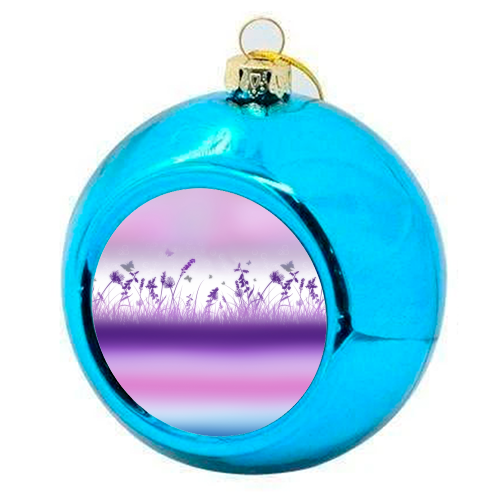 Spring Meadow Haze Pink Purple Blue - colourful christmas bauble by InspiredImages