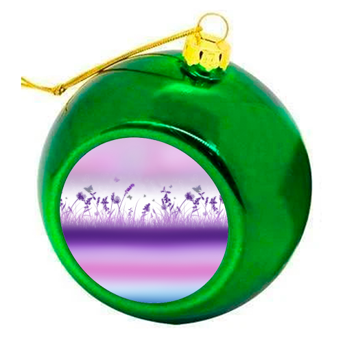 Spring Meadow Haze Pink Purple Blue - colourful christmas bauble by InspiredImages