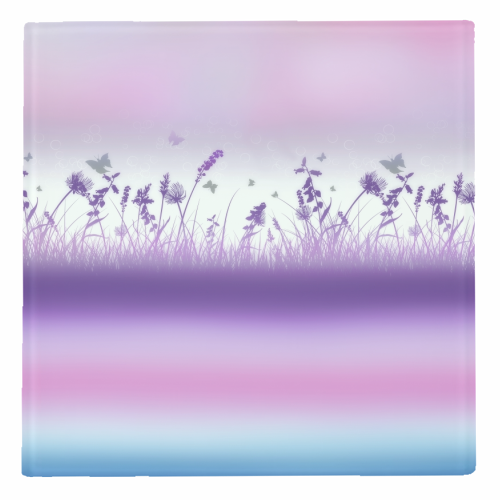 Spring Meadow Haze Pink Purple Blue - personalised beer coaster by InspiredImages