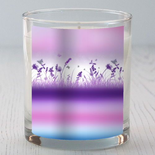 Spring Meadow Haze Pink Purple Blue - scented candle by InspiredImages