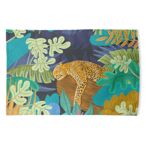 Sleeping Panther - funny tea towel by Uma Prabhakar Gokhale