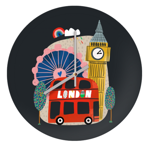 London Love - quirky wall clock by Nichola Cowdery